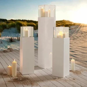 Budget 🔥 SCHNEIDER ELECTRIC Windlichtsäule Bodenwindlicht Kerzenhalter Wohnzimmerdeko Glossy 80 Cm 🔔 8