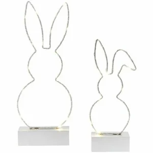 Neu 😍 SCHNEIDER ELECTRIC LED-Hasen-Set 2-tlg. Hasenduo Osterdeko Hasenfigur Dekofiguren Silber Glitzer ✨ 7