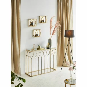 Top 10 👍 SCHNEIDER ELECTRIC Konsolentisch Luisa – Elegante Form Beistelltisch Anrichte Raumteiler Gold Glas 🛒 9